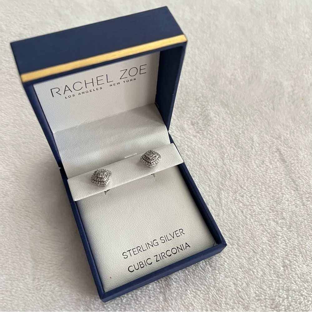 Rachel Zoe Square Sterling Silver Cubic Zirconia Earrings